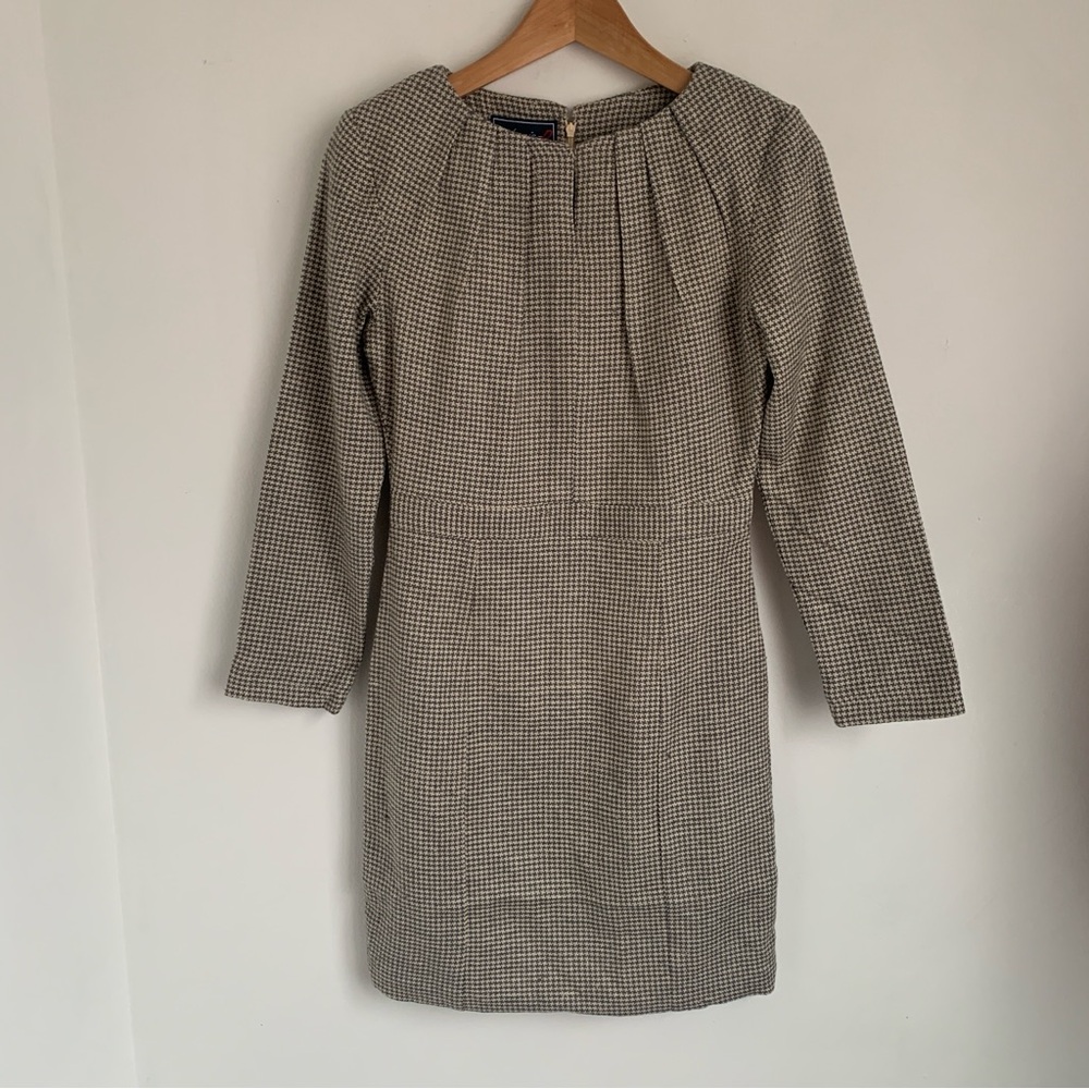 NWOT Johnnie-O Classic Houndstooth Mulberry Silk Shift Dress - Picture 2 of 9